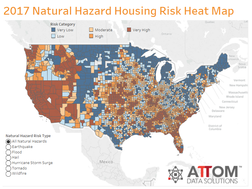 Risk of Any Natural Disasters Across the United States.