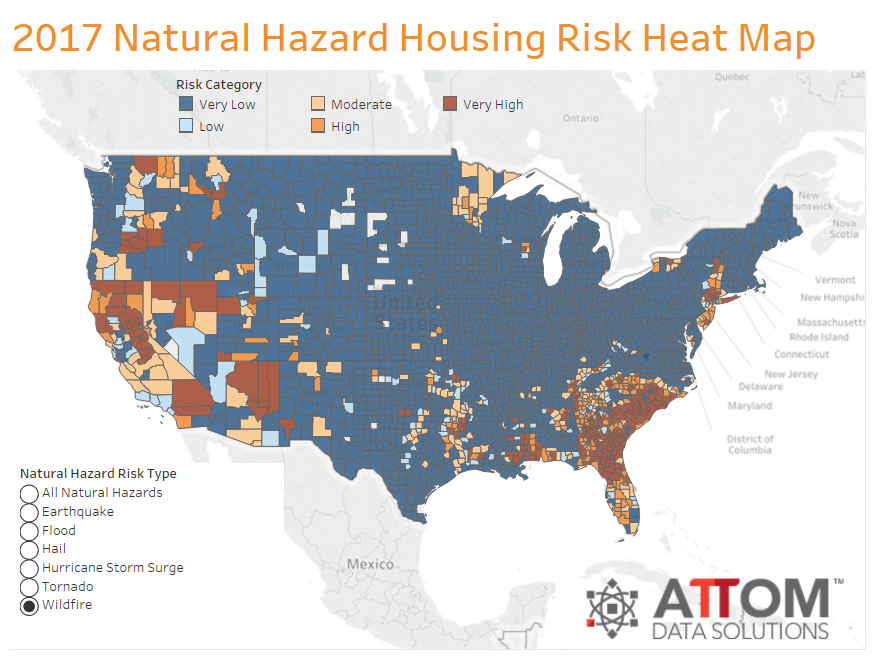 Risk of Wildfire Damage Across the United States.